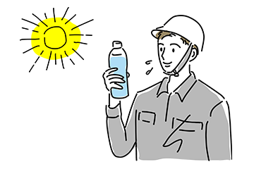 水分補給する作業員